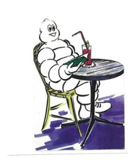 RARE / AUTOCOLLANT - MICHELIN : BAR TERRASSE BISTROT CAFE PNEU TYRE / STICKERS