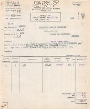 INVOICE 1929 SOCIETE DES ROULEMENTS A BALLES SKF IN PARIS - M. QUERRIOUX A LU