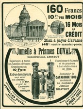 Duval 1909 Antique Prism Twin Magazine Advertising