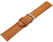 Bracelet montre marron clair cuir tanné végétal légèrement rembourré 12mm - 22mm