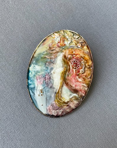 Broche art nouveau cuivre - broche, en