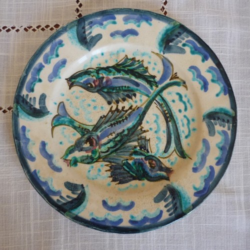Assiette décor poissons - décor,