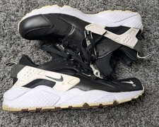 Nike Air Huarache Running Shoes Black Men's 12 White BQ6164-001 Lace Up Low Top