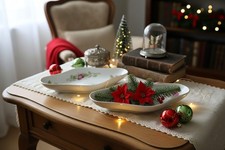 Paire de Plats d'Entrée Vintage Porcelaine Limoges France, Forme Losange raviers