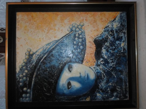 Tableau huile venise masque - tableau,