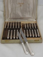 Christofle América, 24 Knives, 12 Table + 12 Dessert, Silver Metal.
