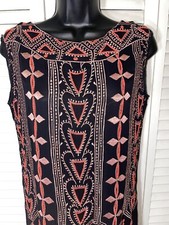 Antik Batik small dress black/ coral beaded
