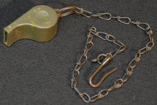 WWII US Army AAF Military Police MP / Airman Whistle 'L.P. 1944' & Lanyard Chain