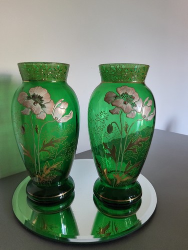 Paire vases verre - vases, en