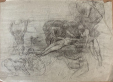 GCE36-DESSIN ORIGINAL-CRAYON-FUSAIN-P.MARION-SABAT DES SORCIÈRES-ORGIE-BÉLZEBUT