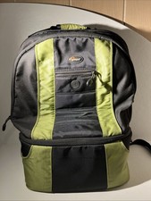 Lowepro Camera Bag Nylon Black Green Padded Multiple Pockets Used