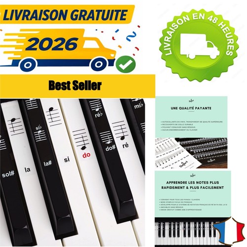 Autocollants notes piano - notes,