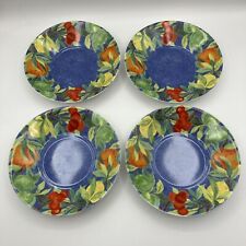 (4) LAURE JAPY JARDIN Fond Bleu MADE IN PARIS  Small BOWLS 7 1/8” NEW- RARE