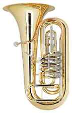 Tuba Instrument a Vent 3/4 en Sib Cuivre Laiton Doré Laque avec Coffre Trolley