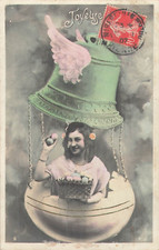 CP SURREALIST EASTER GIRL BASKET EGGS HOT AIR BALLOON BELL - 53701