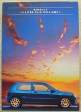 RENAULT 2.0 Litre Clio Williams 3 Car Sales Brochure Aug 1995   7701 380 246