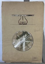 Architect's drawing Art Deco table project Bonzano Milan Italy Paris
