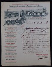 Invoice PARIS 1908 cellar item THIRION wine bottle holder billhead 22