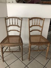 paire de chaises cannées Napoleon 3 grisées 