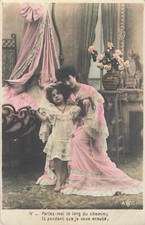 CP MOTHER ELEGANT PRETTY LITTLE GIRL NEAR PINK CRADLE - 66888