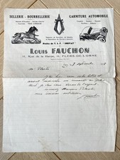 Old invoice Louis Fauchon Flers 61 car trim upholstery 1938