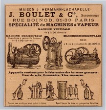 1876 Maison Hermann Lachapelle Boulet Cie Steam Machine in Paris Old Pub