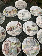 Rare Dessert Talking Plate Series & Benjamin Rabier & Sarreguemines