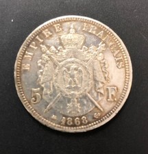 Pièce de 5 francs Napoléon III Empereur Argent 1868 A