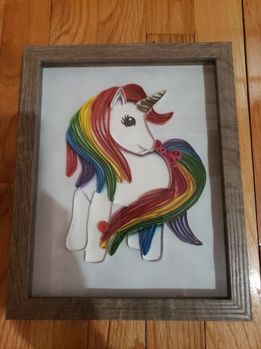 Hand quilled unicorn - unicorn, in