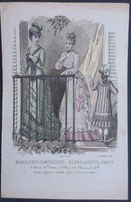 Gravure Mode Magasin des Demoiselles Signée Rigolet & Carzal Septembre 1877