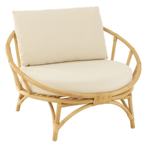 Fauteuil rond rotin - &, coussin