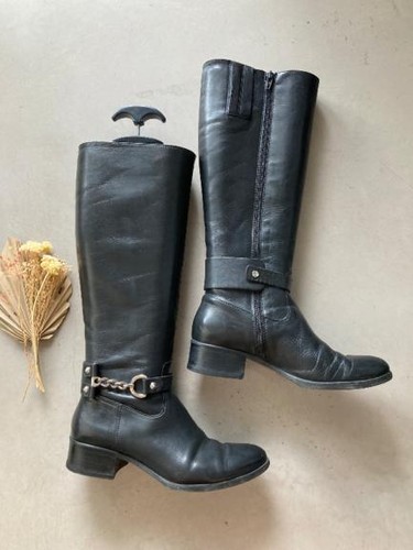 Bottes cavalières cuir noir