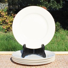 Set de 6 assiettes plates anciennes en faïence de Sarreguemines coloris ivoire