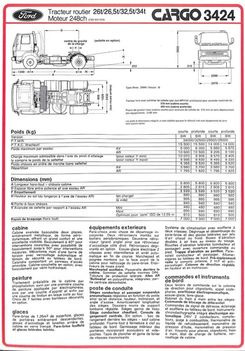 1988 ford cargo 3424 - cargo,
