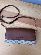 Michael Kors Jet Set Medium Signature Logo Crossbody Bag With Gold Chain Strap