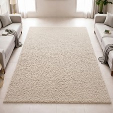 Tapis Shaggy beige crème –