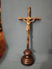 OLD CRUCIFIX ON BASE/NINETEENTH/NIII/GOTHIC/BLACKENED WOOD, METAL, BONE/H.33cm