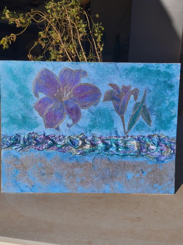 Peinture tableau fleurs sur