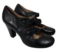 Miz Mooz Mary Jane Heels Pump Black Strappy Leather Pin Up Rockabilly Shoes Sz 7