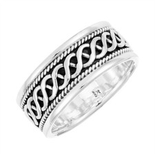 Silverly Argent Sterling 8.2 mm Oxydé Celtique Corde Éternité Noeud Anneau Bague