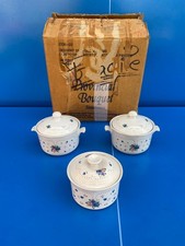 3 Petite Cocotte en terre cuite vintage Provincial Bouquet 1987 JMP STONEWARE