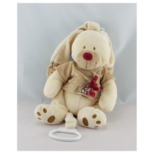Doudou musical lapin gilet beige bordeaux NICOTOY - 14442