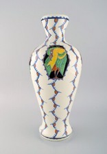 Boch Freres Keramis, Belgium. Large Art Deco vase in glazed ceramics.