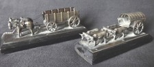 2 miniatures anciennes argent boeufs chevaux silver horses XIX