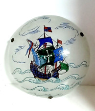 Antique Glazed Glass Light Suspension Basin.