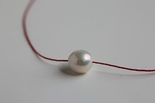 collier argent fil rouge ciré