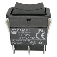 KEDU Black HY12-9-3 6pin 20A 125/250V T85/55 1.5HP Interrupteur à bascule