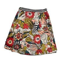 Maliparmi Womens Green Mix Floral Embroidered Pleated A-Line Skirt. IT 44, UK 12