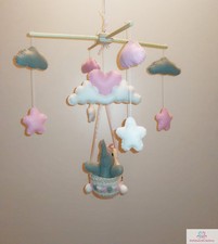 Mobile bébé Artisanal Eléphant dans les nuages / Mobilier enfant French Art 🇫🇷