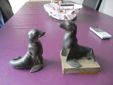 Serre Livres Otaries Régule Signé M FONT Art Déco 1920  Une a RESTAURER